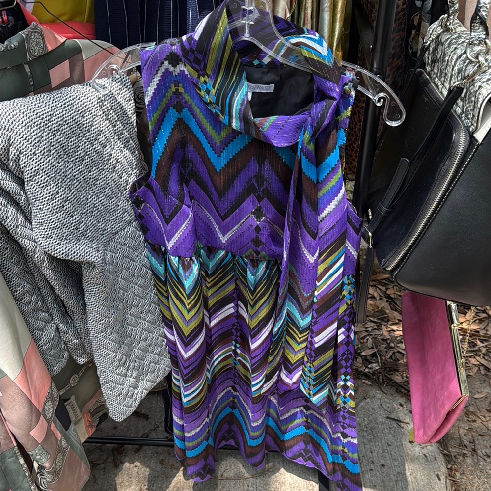 Chevron Patterned Purple and Blue Women's Top